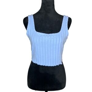 Offline by Aerie‎ Ribbed Cropped Active Tank Bra Women's Light Blue Medium